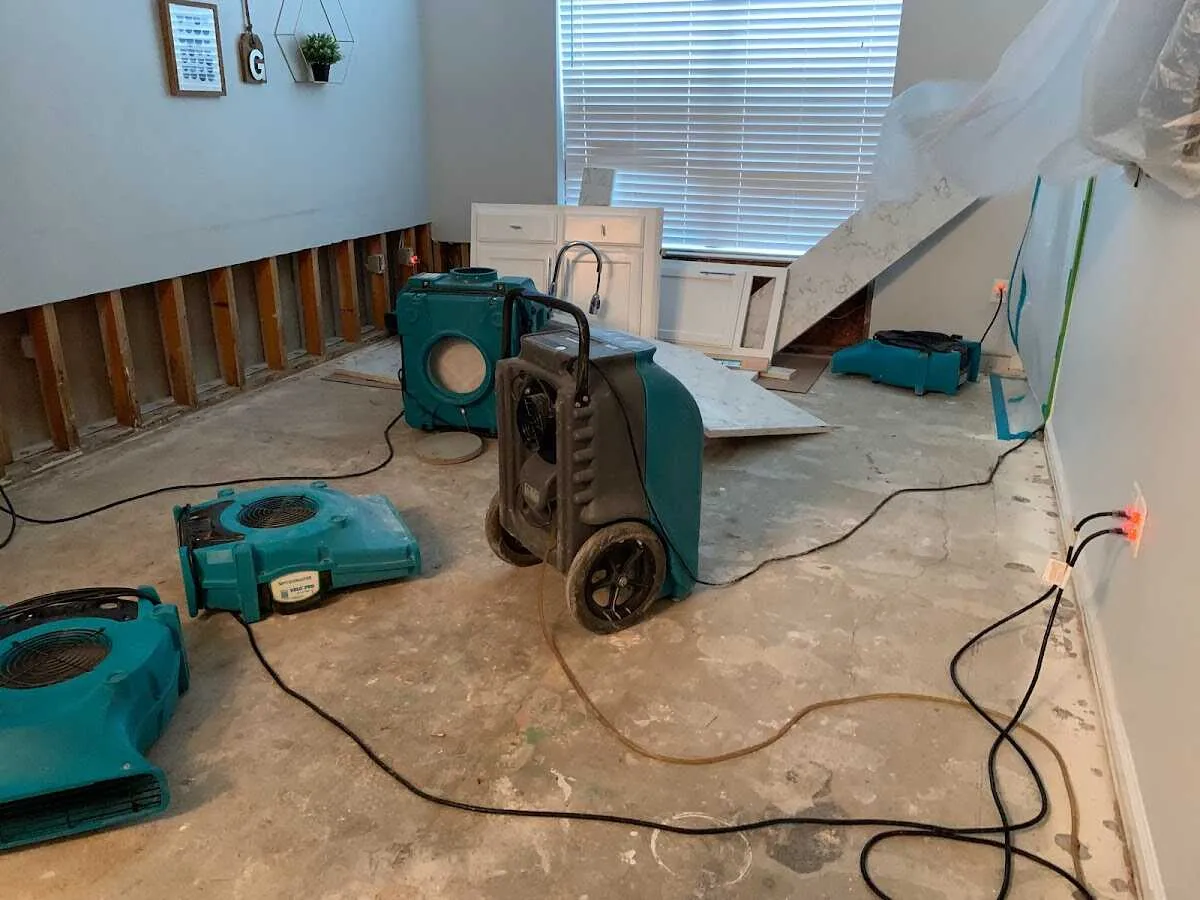Dehumidifier in flood-cut room for Water Extraction & Removal in Morrisville